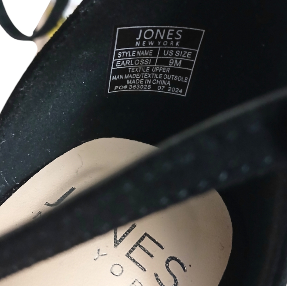Jones New York | Earlossi Black Metallic Crystal Embellished Heel Sandals Size 9 - Picture 7 of 11